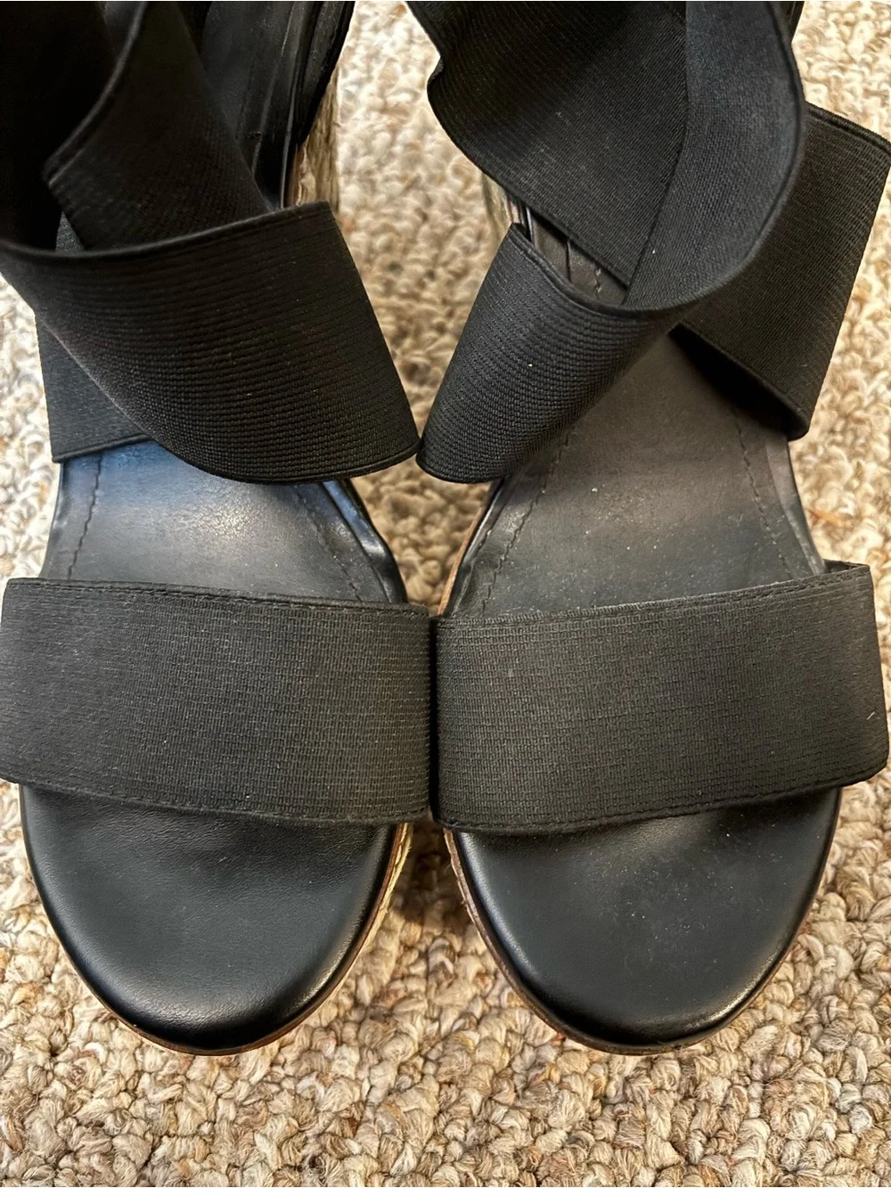 Arturo Chiang Black Platform Wedge Sandals Size 9